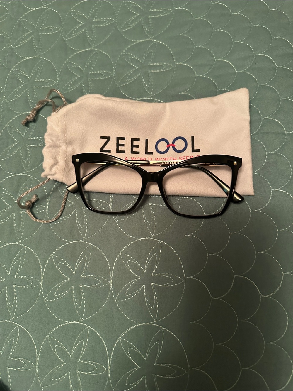 Zeelool Black Cat Eye Glasses with Soft Pouch
